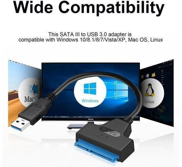 Alt view image 9 of 14 - SATA to USB 3.0 Adapter Cable for 2.5 inch Hard Drive HDD/SSD Data Transfer, External Hard Drive Converter Support UASP (Black)