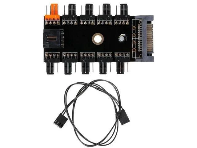 Alt view image 2 of 2 - FOR PCB Adapter SATA 1 To 10 Way Splitter PWM Cooling Fan Hub 4-Pin 12V Power Socket PCB Adapter
