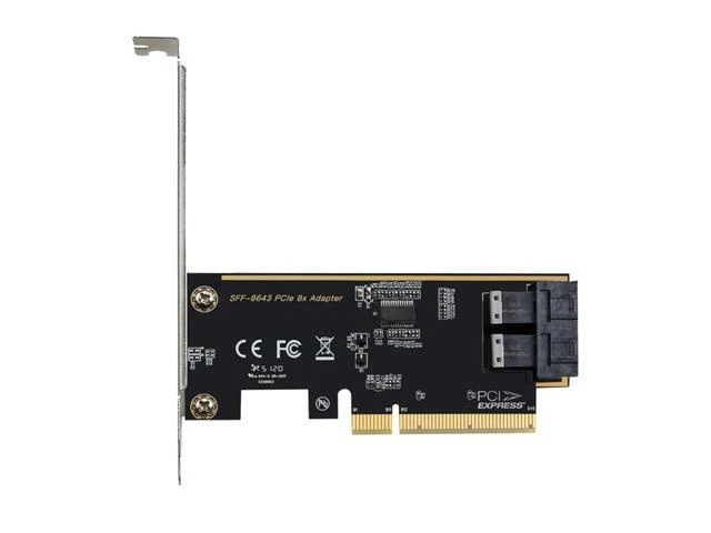 Alt view image 2 of 2 - PCIE 8X to 2 Ports U.2 Adapter Card SFF8643 Dual NVMe SSD PCIE X8 Expansion Card SFF8643 U2 Adapter-AB01