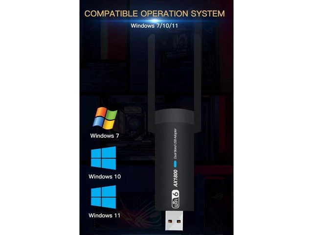 Alt view image 12 of 14 - USB 3.0 WiFi 6 Adapter for PC, 1800Mbps Dual Band 5Dbi Antennas 5.8G/2.4G Computer Network Adapters, USB Wireless Adapter WiFi 6 Card for for Desktop PC Laptop Desktop Support Windows11/10 (Black)