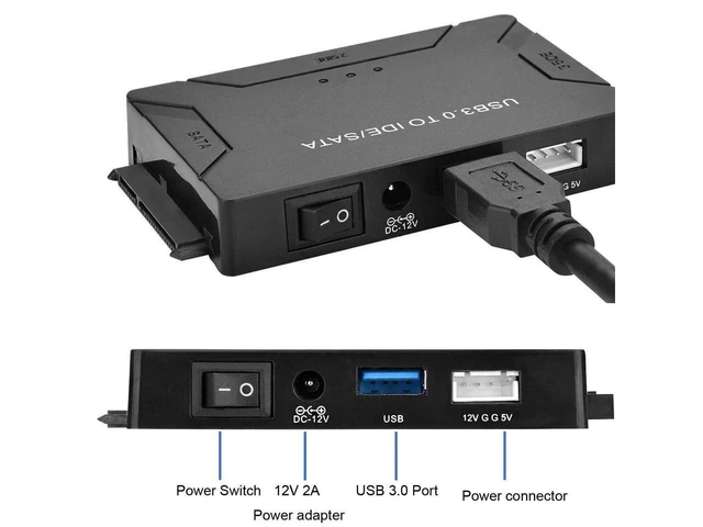 Alt view image 13 of 14 - USB IDE/SATA Adapter, USB 3.0 to SATA IDE Hard Drive Cable Adapter Converter for 2.5" 3.5" IDE External SATA HDD SSD Hard Drives Disks with 12V 2A Power Adapter eokCXOY