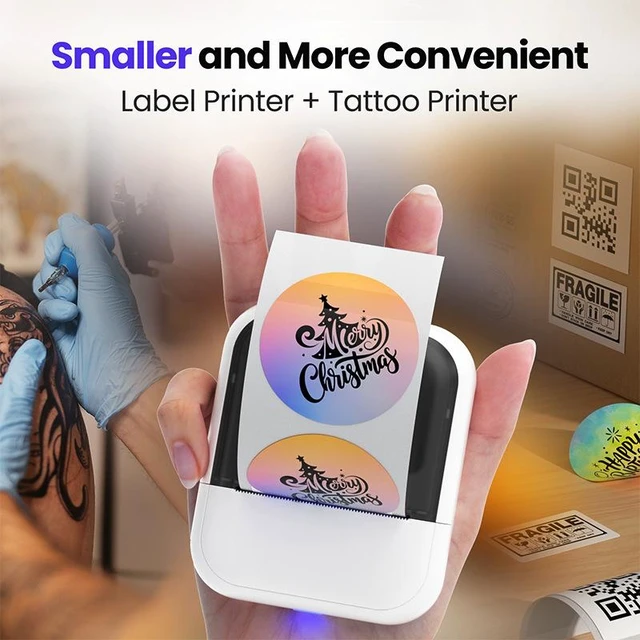 Alt view image 9 of 10 - C50 Mini Thermal Tattoo Stencil Printer AI, Bluetooth Portable Label Maker, 1200mAh Battery, for Tattoo Artists Home Office Organization, Compatible with iOS/Android (White, Includes 1 Roll Paper)