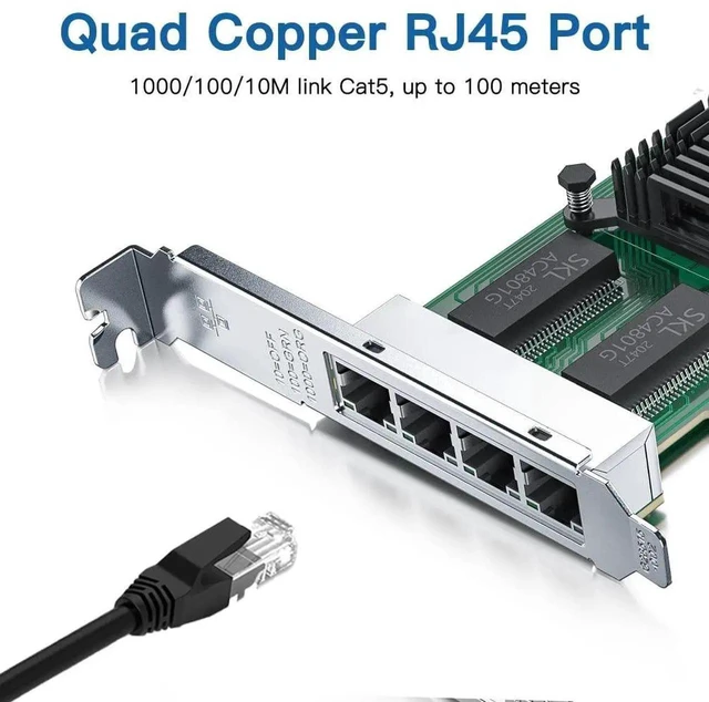 Alt view image 8 of 12 - Gigabit 4 Port NIC with Intel I350 Chip, 1Gb Network Card Compare to Intel I350-T4 NIC, Quad RJ45 Ports, PCI Express 2.1 X4, Ethernet Card with Low Profile for Windows/Windows Server/Linux
