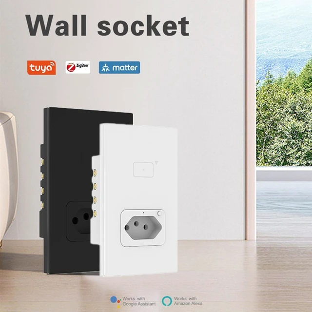 Alt view image 8 of 8 - WiFi Smart Wall Panel with Touch Switch & AC Socket 2-in-1: 1 USB-Free AC Outlet + 1 Touch Light Switch, Voice Control Compatible with Alexa & Google Home, Timer & Remote Control, 20A Overload Prote