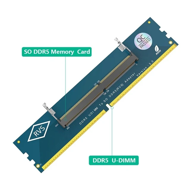 Alt view image 7 of 10 - DDR5 SO-DIMM to U-DIMM Adapter Convert Laptop DDR5 Memory to Desktop DDR5 Slot, High-Frequency PCB Design, Overcurrent Protection, for Desktop Motherboards