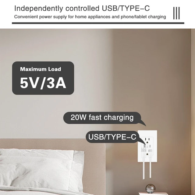 Alt view image 9 of 10 - 15A Smart Wall Switch Panel Tuya WiFi Voice Control, Compatible with Alexa & Google Home, 118mm Embedded Design, 1800W Max, 110-130V AC, Overload Protection for Home Hotel Office (US Standard/Type 1