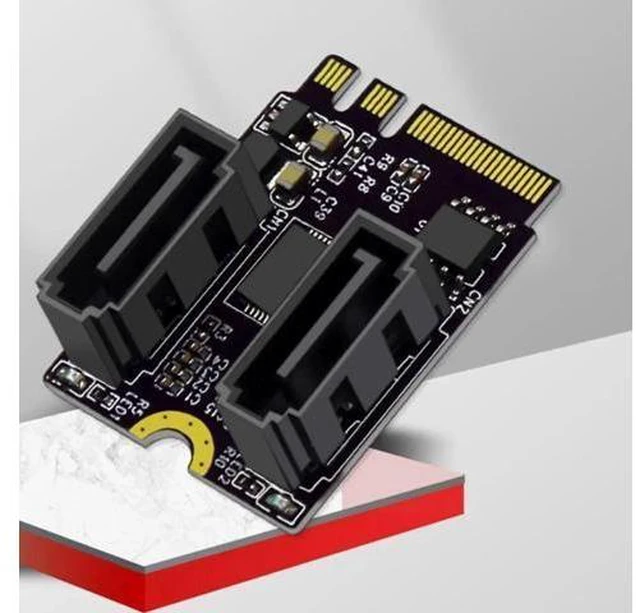 Alt view image 5 of 6 - Riser Card M.2 (A+E Key) to 2-Port SATA3.0 Expansion Card Key A+E Wifi M.2 to SATA Adapter Card Drive JMB582