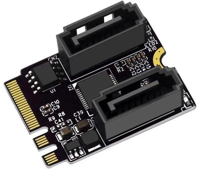 Alt view image 6 of 6 - Riser Card M.2 (A+E Key) to 2-Port SATA3.0 Expansion Card Key A+E Wifi M.2 to SATA Adapter Card Drive JMB582