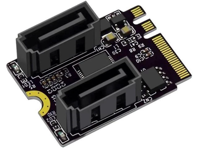 Alt view image 4 of 6 - Riser Card M.2 (A+E Key) to 2-Port SATA3.0 Expansion Card Key A+E Wifi M.2 to SATA Adapter Card Drive JMB582
