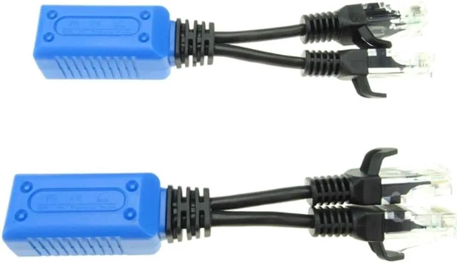 Alt view image 5 of 6 - WISDUM 1pair RJ45 Splitter Combiner UPOE Cable, Two POE Camera Use One Net Cable POE Adapter Cable Connectors Passive Power Cable