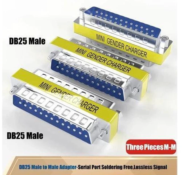 Alt view image 10 of 12 - 6-Pack DB25 25Pin Female to Female Male to Male Mini Gender Changer Coupler Adapter RS232 Serial Cable Connector