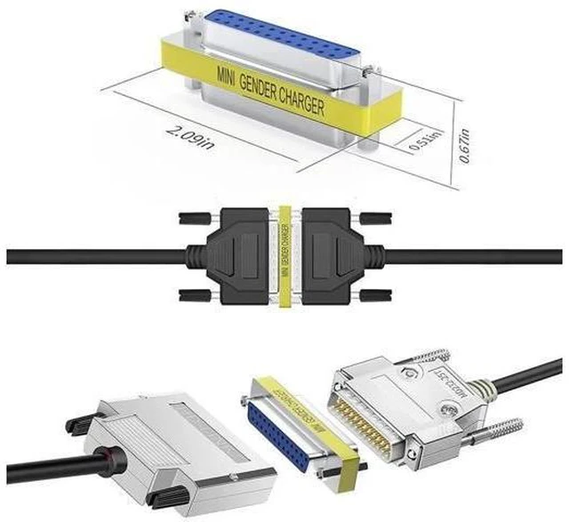 Alt view image 11 of 12 - 6-Pack DB25 25Pin Female to Female Male to Male Mini Gender Changer Coupler Adapter RS232 Serial Cable Connector