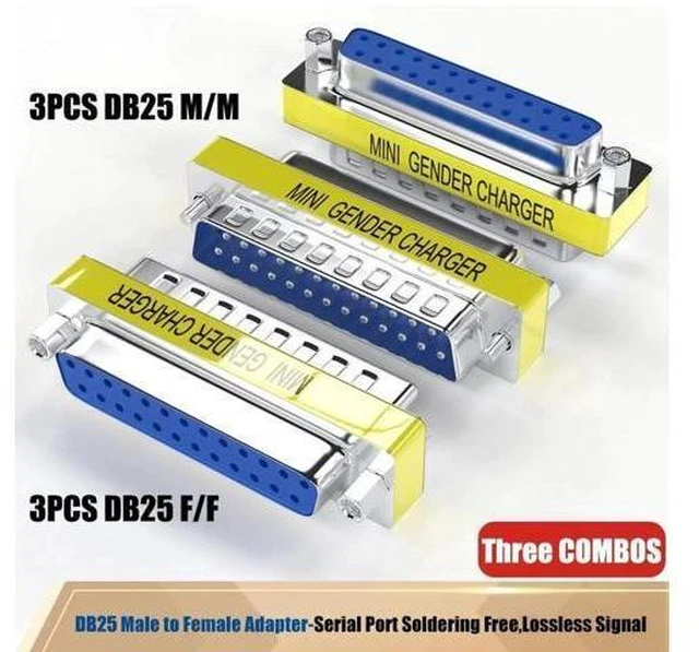 Alt view image 12 of 12 - 6-Pack DB25 25Pin Female to Female Male to Male Mini Gender Changer Coupler Adapter RS232 Serial Cable Connector