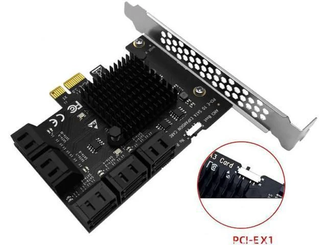 Alt view image 4 of 6 - PCIE SATA Adapter Mining 20/16/12/10/8/6/4 Ports SATA 6Gb to PCI Express Controller Expansion Card PCIe to SATA III Converter for PC 10 Port.