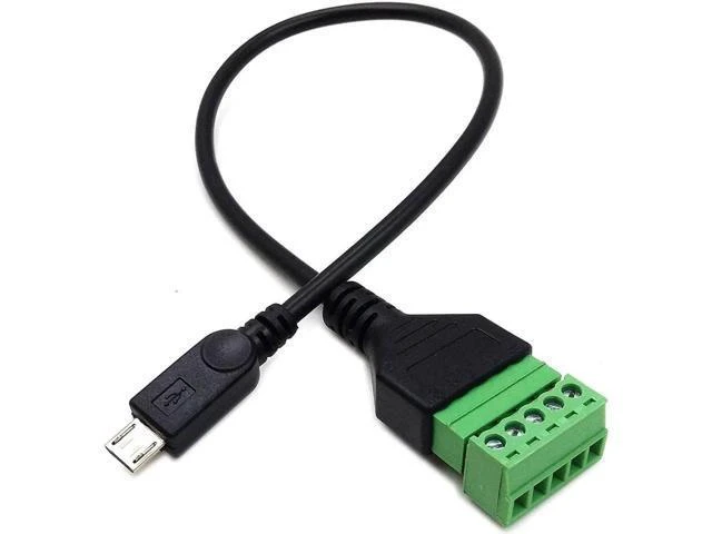 Alt view image 6 of 6 - Micro USB Male to 5 Pin/Way Female Bolt Screw Shield terminals Pluggable Type Adapter Connector Cable 30cm(Micro USB Male)