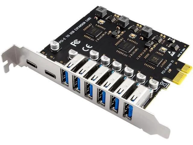 Alt view image 7 of 12 - USB 3.2 Card PCIe X1 To USB Gen1 5Gbps 8 Port (6 USB A +2 Type C) Chip VL805+NEC720210 Converter Adapter Expansion PCIE Splitter