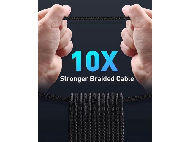 Alt view image 10 of 14 - USB C Cable, Baseus 100W PD 5A QC 4.0 Fast Charging USB C to USB C Cable, Zinc Alloy Nylon Braided Type C Data Cable for Samsung S21 S20+ S10 Note 10 iPad Pro MacBook Pro Google Pixel and more (6.6ft)