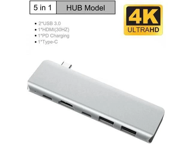 Alt view image 8 of 14 - 5 in 1 USB Type C HUB USB-C to 4K HDMI USB TYPE-C Adapter 5 Ports Aluminum Alloy Shell Splitter for PC Notebook Computer Laptop
