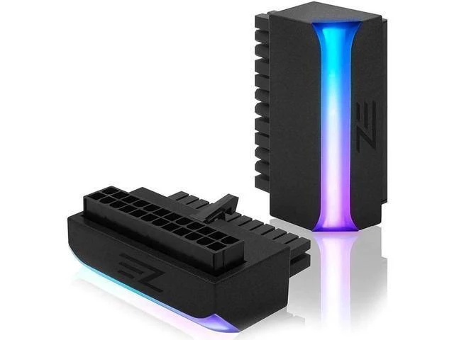 Alt view image 8 of 14 - ATX 24 Pin to 90 Degree Power Plug Adapter 5V ARGB Mainboard Motherboard Power Supply Cable Connector DIY Mounting Modular White Black