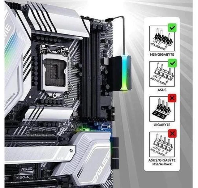 Alt view image 13 of 14 - ATX 24 Pin to 90 Degree Power Plug Adapter 5V ARGB Mainboard Motherboard Power Supply Cable Connector DIY Mounting Modular White Black