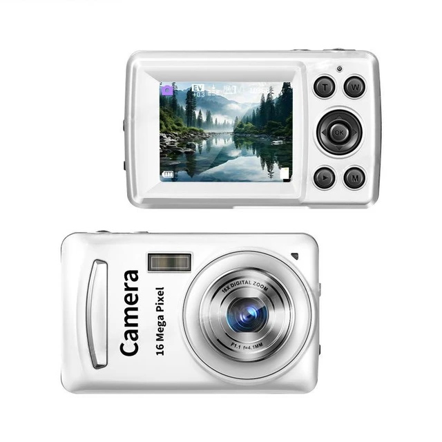 Alt view image 8 of 14 - Vintage Digital Camcorder 16MP HD Video, Selfie Camera, Retro Design for Student Photography white No memory card