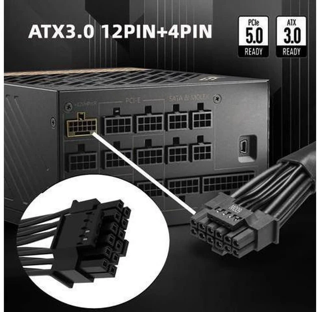Alt view image 13 of 14 - ATX3.0 PCI-E 5.0 Power Modular 12VHPWR Cable 16Pin to 16Pin for 3080 3090TI 4080 4090 PSU 12+4Pin Graphics Card