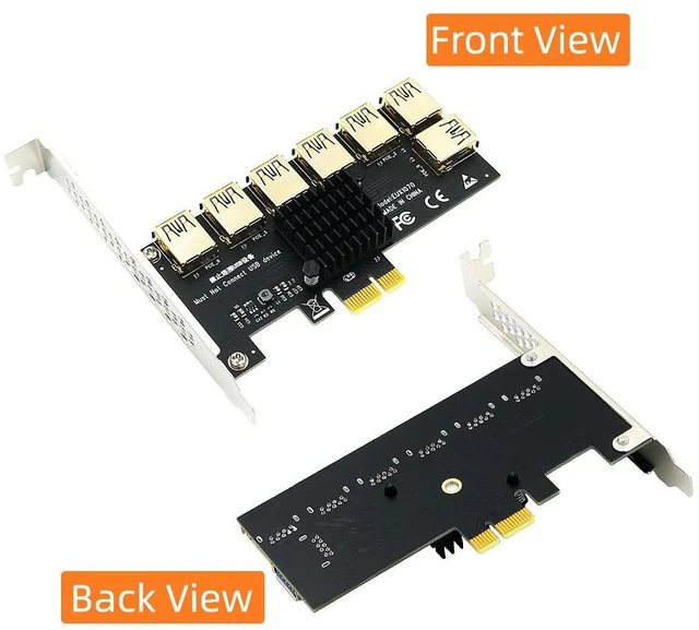 Alt view image 7 of 10 - PCIe 1-to-7 Expansion Card ASM1187E PCIe Switch, 7 x PCIe Slots, USB 3.0 Power Input, GPU Mining & Multi-Adapter Expansion, for Mining Rigs, Workstations & Testing Benches