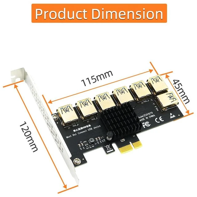 Alt view image 10 of 10 - PCIe 1-to-7 Expansion Card ASM1187E PCIe Switch, 7 x PCIe Slots, USB 3.0 Power Input, GPU Mining & Multi-Adapter Expansion, for Mining Rigs, Workstations & Testing Benches