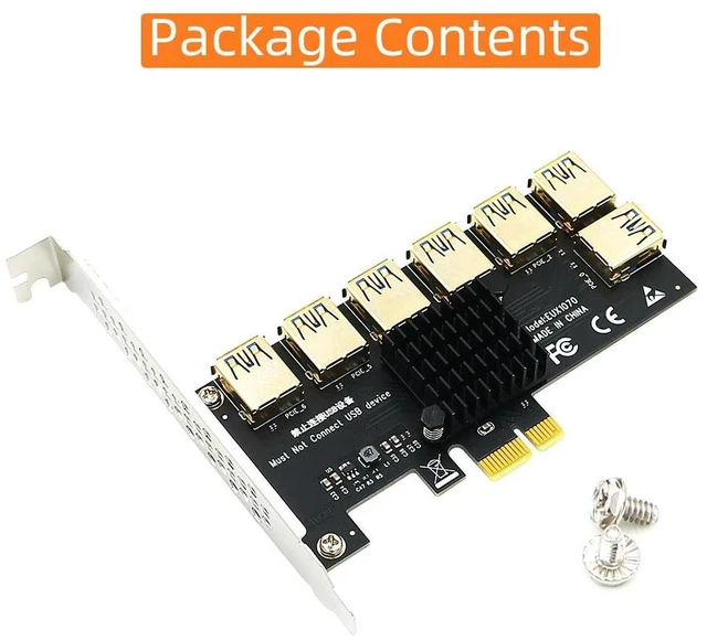 Alt view image 8 of 10 - PCIe 1-to-7 Expansion Card ASM1187E PCIe Switch, 7 x PCIe Slots, USB 3.0 Power Input, GPU Mining & Multi-Adapter Expansion, for Mining Rigs, Workstations & Testing Benches