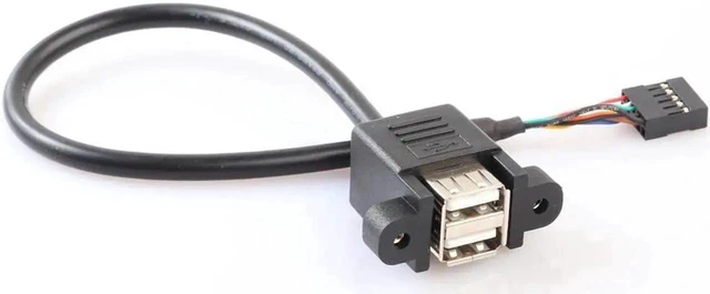 Alt view image 9 of 12 - WISDUM 9 Pin Motherboard Header to 2 Ports USB 2.0 Female Cable Adapter 30cm Extension Cables Computer Connectors for PC
