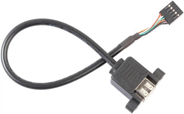 Alt view image 7 of 12 - WISDUM 9 Pin Motherboard Header to 2 Ports USB 2.0 Female Cable Adapter 30cm Extension Cables Computer Connectors for PC