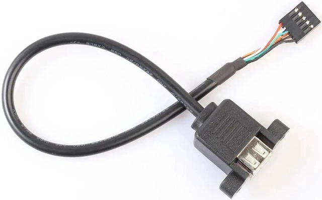 Alt view image 12 of 12 - WISDUM 9 Pin Motherboard Header to 2 Ports USB 2.0 Female Cable Adapter 30cm Extension Cables Computer Connectors for PC
