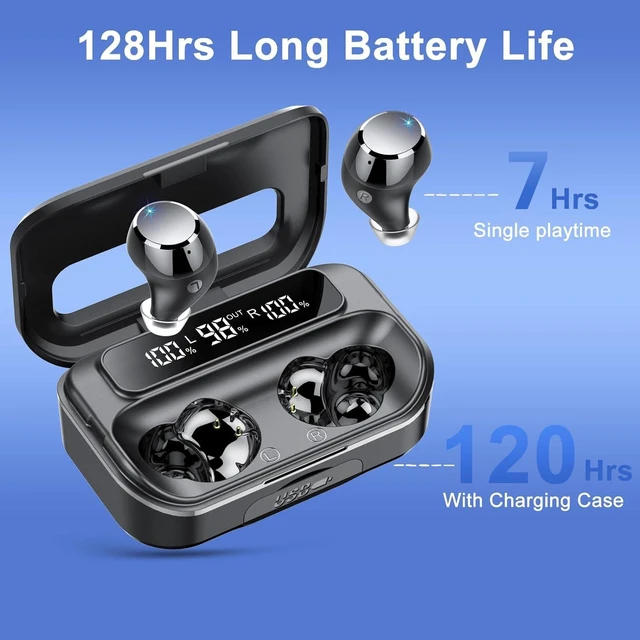 Alt view image 10 of 10 - Q26 In-Ear Smart Bluetooth Headset 128H Playtime, ENC Noise Cancelling, Hi-Fi Sound, Digital Battery Display, Emergency Charging Case
