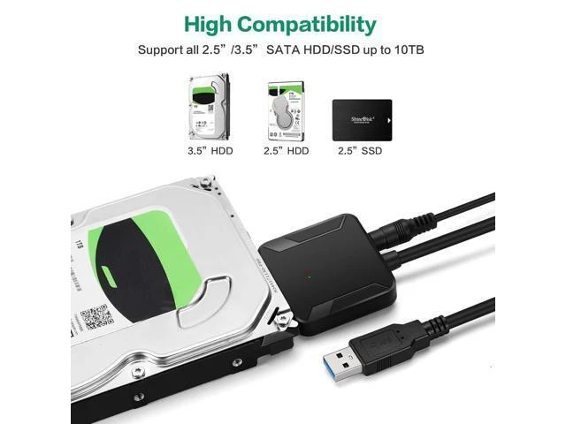 Alt view image 9 of 14 - SATA to USB 3.0 Adapter, External Hard Drive Converter Cable for 2.5" 3.5" HDD, SSD with Power Supply