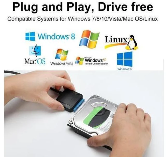 Alt view image 13 of 14 - SATA to USB 3.0 Adapter, External Hard Drive Converter Cable for 2.5" 3.5" HDD, SSD with Power Supply