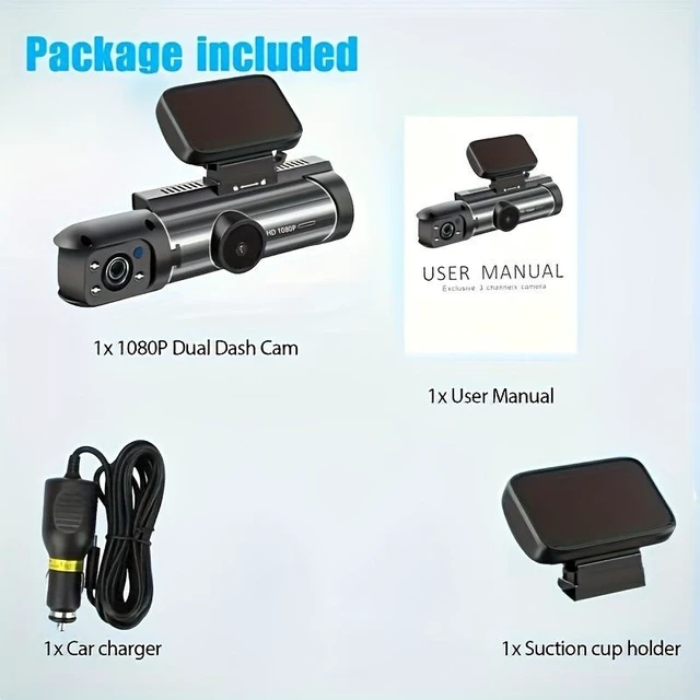 Alt view image 13 of 14 - Dual Lens Dash Cam 1080P Front & Interior Car Camera, Night Vision, 360° Coverage, Loop Recording, Parking Monitor