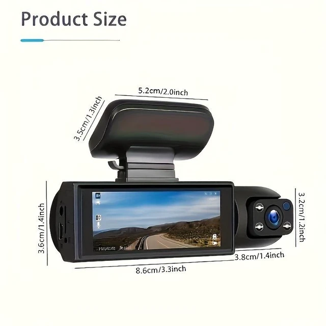 Alt view image 14 of 14 - Dual Lens Dash Cam 1080P Front & Interior Car Camera, Night Vision, 360° Coverage, Loop Recording, Parking Monitor