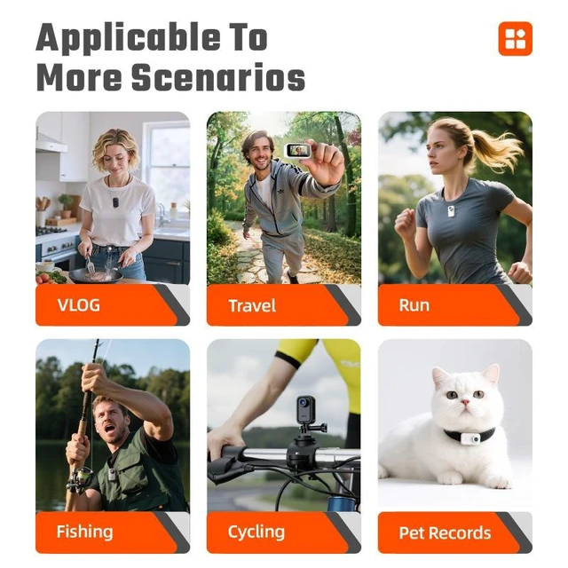 Alt view image 7 of 8 - F2 Thumb-Sized Wearable Camera, 1080P HD Body Cam with Magnetic Pendant 1.47" IPS Screen, 130° Wide Angle, 128GB Max, Type-C For Pet, Cycling, Motorcycle, Security, Delivery, Courier