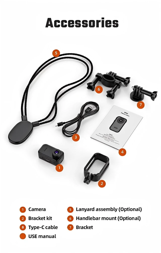Alt view image 8 of 8 - F2 Thumb-Sized Wearable Camera, 1080P HD Body Cam with Magnetic Pendant 1.47" IPS Screen, 130° Wide Angle, 128GB Max, Type-C For Pet, Cycling, Motorcycle, Security, Delivery, Courier