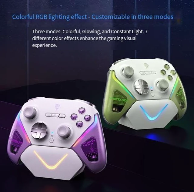 Alt view image 10 of 10 - D10 PC Game Controller TMR Joysticks, Smart Start-Stop Charging Dock, Dual-Trigger, 1000mAh, RGB, for PC/Switch/iOS/Android Black