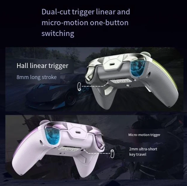Alt view image 9 of 10 - D10 PC Game Controller TMR Joysticks, Smart Start-Stop Charging Dock, Dual-Trigger, 1000mAh, RGB, for PC/Switch/iOS/Android Black