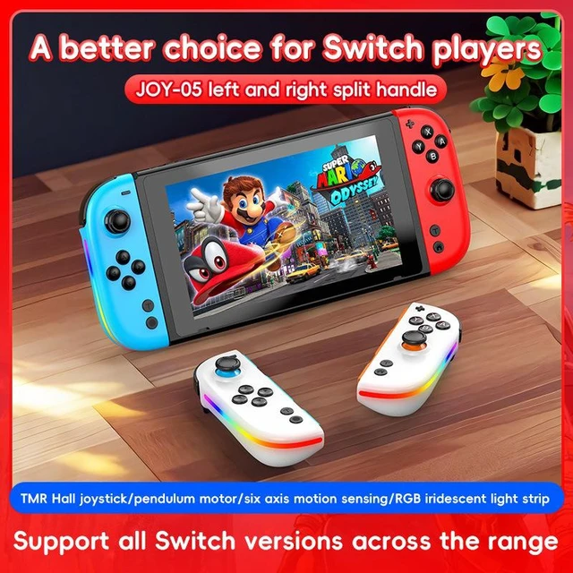 Alt view image 10 of 11 - JOY-05N Switch/Switch 2 Controller RGB Lighting, 6-Axis Gyro, TMR Hall Sticks, 30H Battery, One-Key Wake, Turbo Left: Blue Right: Red