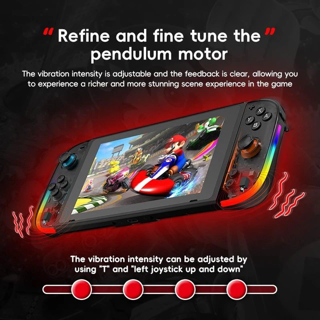 Alt view image 9 of 11 - JOY-05N Switch/Switch 2 Controller RGB Lighting, 6-Axis Gyro, TMR Hall Sticks, 30H Battery, One-Key Wake, Turbo Left: Blue Right: Red
