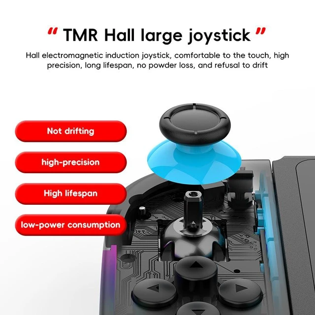 Alt view image 7 of 11 - JOY-05N Switch/Switch 2 Controller RGB Lighting, 6-Axis Gyro, TMR Hall Sticks, 30H Battery, One-Key Wake, Turbo Left: Blue Right: Red