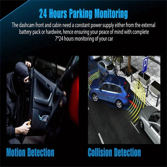 Alt view image 11 of 14 - Dual-Lens 1080P Dash Cam Front, Cabin & Rear Recording, Night Vision, Parking Monitor for Car Security Dual-lens without WiFi