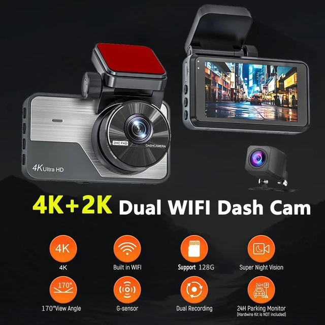 Alt view image 8 of 10 - Y06 4K+2K Dual Channel Dash Cam, Front 4K Ultra HD + Rear 2K QHD Recording 3" IPS Screen, 170° Wide Angle, Super Night Vision, Built-in WiFi, G-Sensor, Time-Lapse Parking