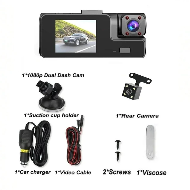 Alt view image 14 of 14 - Dual-Lens 1080P Dash Cam Front, Cabin & Rear Recording, Night Vision, Parking Monitor for Car Security Dual-lens without WiFi