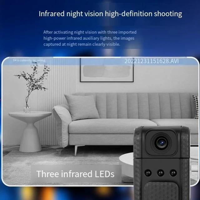Alt view image 6 of 8 - E20 Body Camera HD Recording, Voice Recorder, Outdoor Sports, Chest Camera, 6-LED Infrared Night Vision, All-in-One