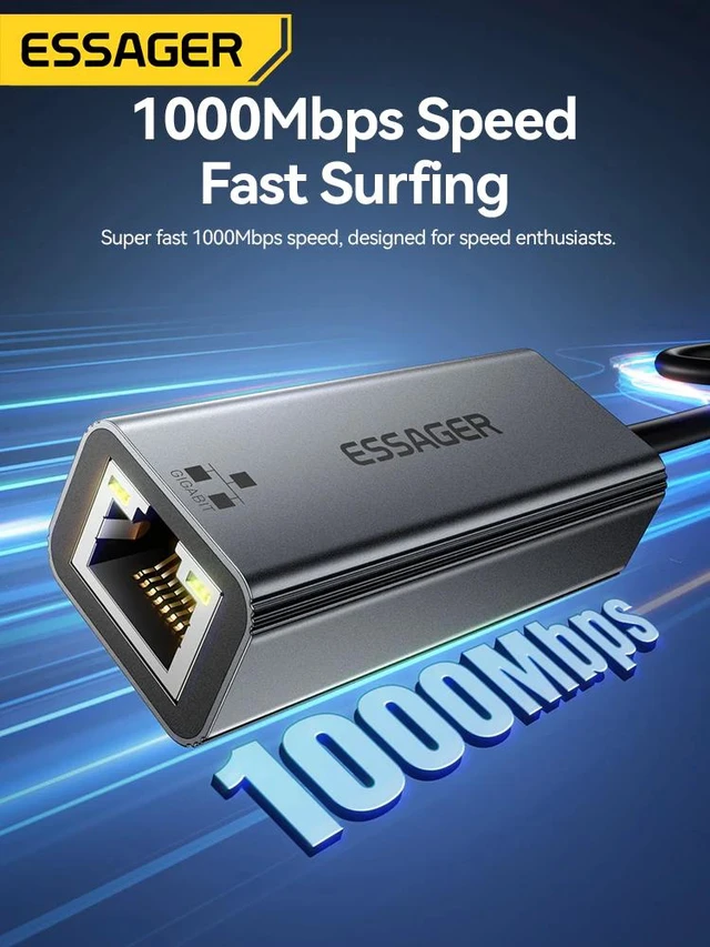 Alt view image 8 of 12 - ESSAGER 2-in-1 Gigabit Ethernet Adapter, USB-A & USB-C to RJ45 Wired Network Converter, 1000Mbps High-Speed LAN Adapter, Plug & Play for Laptop, Desktop, Tablet, Smartphone