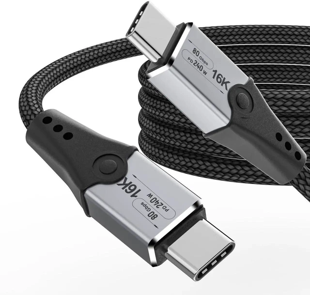 Alt view image 8 of 14 - 5FT USB-C to USB-C Monitor Cable - 80 Gbps Data Transfer, Supports 16K/Dual8K HD Display, 240W Charging, Compatible with Thunderbolt 5/4/3